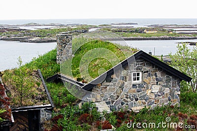 Norwegian house on the beach Stock Photo