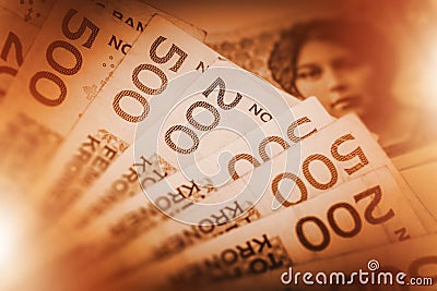 Norwegian Krone Cash Money Stock Photo