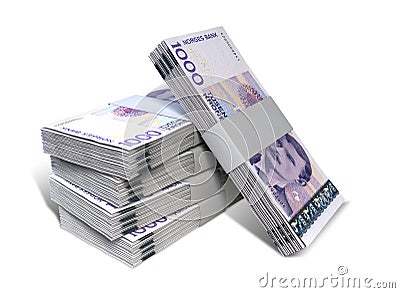 Norwegian Krone Notes Bundles Stack Stock Photo