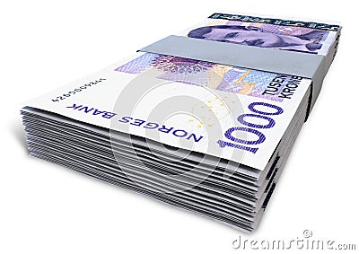 Norwegian Krone Notes Bundles Stock Photo