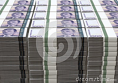 Norwegian Krone Notes Bundles Stack Stock Photo