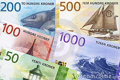 Norwegian money - Krone a business background Stock Photo
