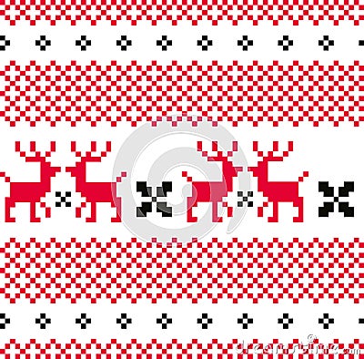 Norwegian ornamental Christmas pattern ( red and w Vector Illustration