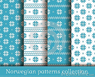 Norwegian seamless patterns. Vector set. Vector Illustration