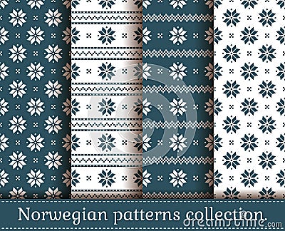 Norwegian seamless patterns. Vector set. Vector Illustration