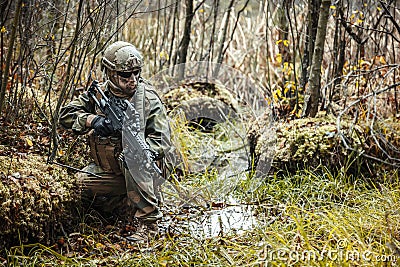 Norwegian soldier in the forest Stock Photo