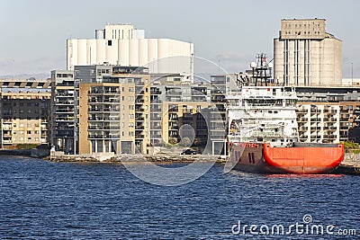 Norwegian urban landscape. Stavanger harbor and marina. Norway Stock Photo