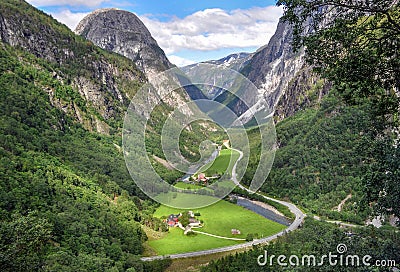 Norwegian valley in stalheim norway Stock Photo