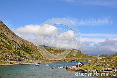 Norwegian view little harbor Stock Photo