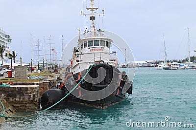 Smaller cruise, boat Bermuda coastline Editorial Stock Photo