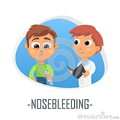 Nose bleeding medical concept. Vector illustration. Cartoon Illustration