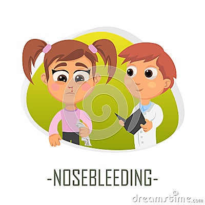 Nose bleeding medical concept. Vector illustration. Cartoon Illustration