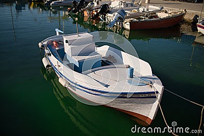 Nose Of Boats Ancient harbor view island in Greece Editorial Stock Photo