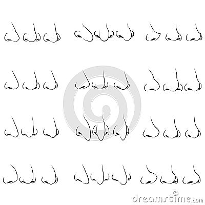 Nose collection, character of face parts, Vector Illustration