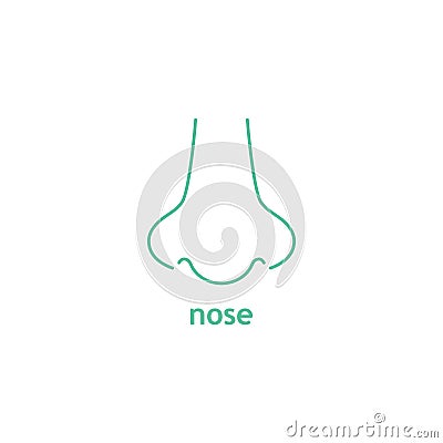 Nose line blue icon. Vector nose with inscription illustration isolated Vector Illustration