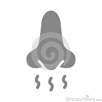 Nose and smell grey icon. Breath sense of smell symbol Vector Illustration