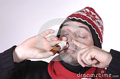 Nose spray Stock Photo