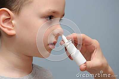 Nose spray for children Stock Photo