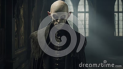 Nosferatu A Symphony Of Horror: Dark Attire Man Holding Cross Stock Photo