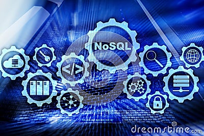 NoSQL. Structured Query Language.Database Technology Concept. Server room background Stock Photo