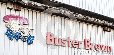 Nostalgic signage Buster Brown comic strip character Editorial Stock Photo