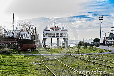 Nostalgic trains parked at Haydarpasa station for visitors, Istanbul, Turkey. March`2017. Editorial Stock Photo