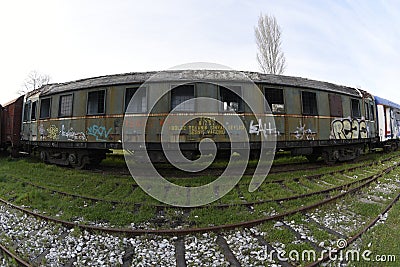 Nostalgic trains parked at Haydarpasa station for visitors, Istanbul, Turkey. March`2017. Editorial Stock Photo