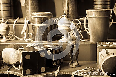 Nostalgic vintage toys, end of 1800s. Concept of childhood, antique, nostalgia Stock Photo