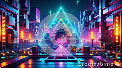 Nostalgic Visions of Tomorrow Exploring Retrofuturistic Computer Graphics Capturing the Cyberpunk Aesthetic of the Stock Photo