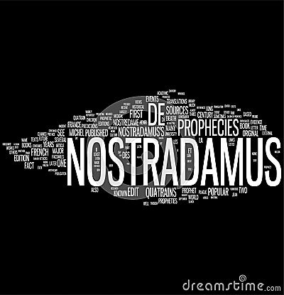 Nostradamus prophecy word collage Stock Photo