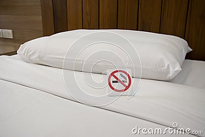 Not allow for smoking in the bedroom of resort or hotel Stock Photo