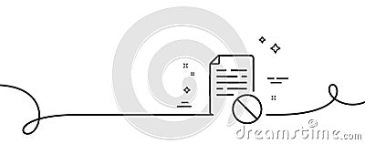 Not allowed document line icon. No file sign. Continuous line with curl. Vector Vector Illustration