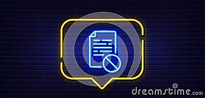 Not allowed document line icon. No file sign. Neon light speech bubble. Vector Vector Illustration