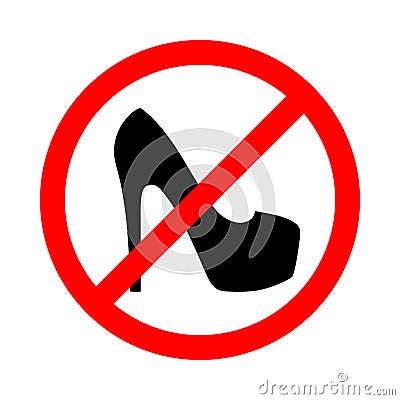 Not allowed high heels Cartoon Illustration