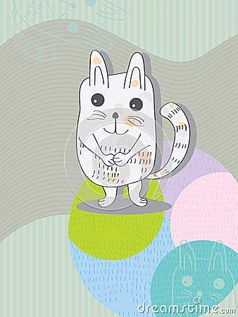 Not beauty cat happy Vector Illustration