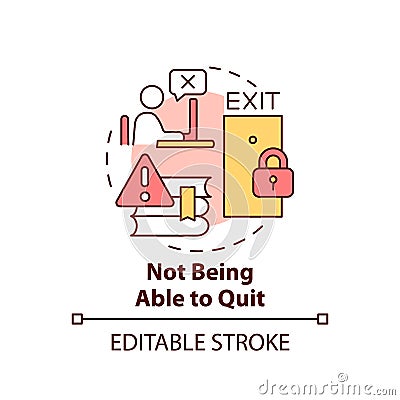 Not being able to quit concept icon Vector Illustration