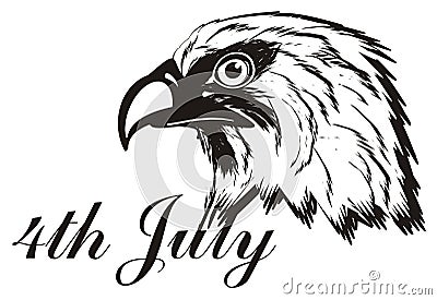 Not colored head of eagle with date Stock Photo