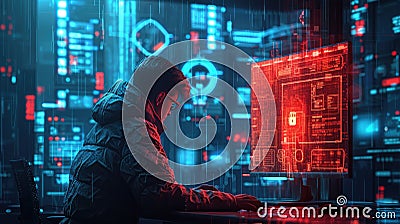 In the not-so-distant future, a lone hacker, skilled in the art of coding, wages a cyberwar against a corrupt system Stock Photo