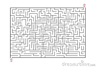 Not so easy Rectangle labyrinth with entry and exit. Line maze game. Hard -Medium complexity. Kids maze puzzle, vector Vector Illustration