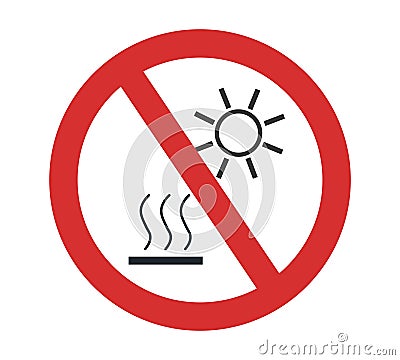 Not Expose to Direct Sunlight or Hot Surface Symbol Vector Illustration