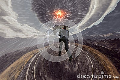 He is not going to stop . Mixed media Stock Photo