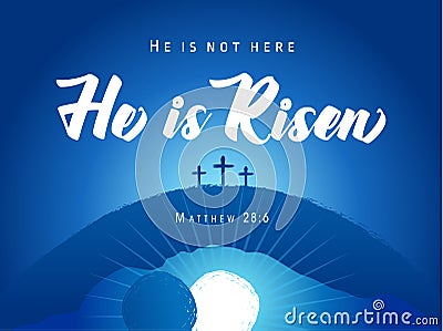 He is not here - Hi is risen, holy week banner Vector Illustration