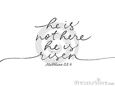 He is not here He is Risen simple line calligraphy Vector Illustration