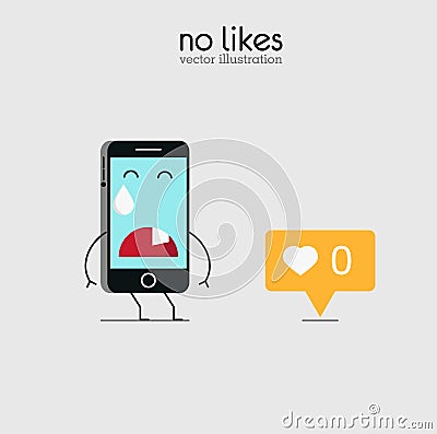 Not received mobile likes Vector Illustration
