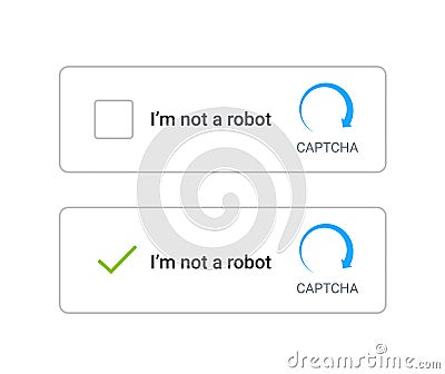 Not robot captcha vector test image obstacle computer. Captcha code internet public password not robot worry Vector Illustration