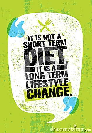 It Is Not Short Time Diet. It Is A Long Term Lifestyle Change. Nutrition Motivation Quote Vector Illustration