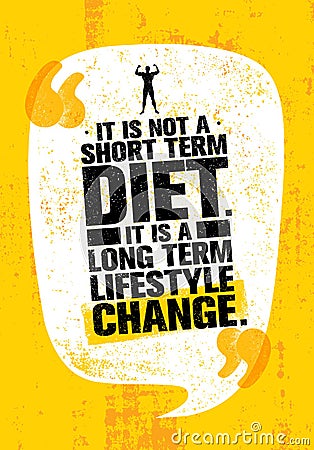 It Is Not Short Time Diet. It Is A Long Term Lifestyle Change. Nutrition Motivation Quote Vector Illustration