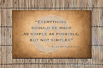 Not simpler quote by Einstein Stock Photo