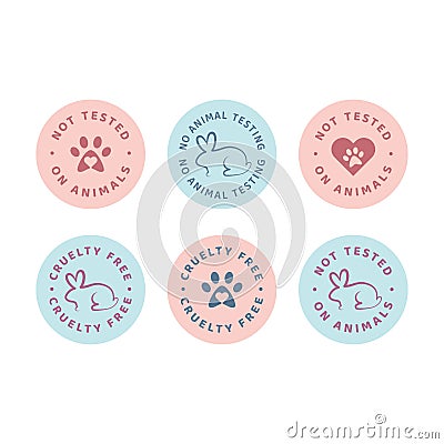 Not tested on animals label set Vector Illustration