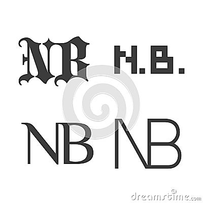 Nota Bene black icon. NB abbreviation. Isolated vector illustration Cartoon Illustration